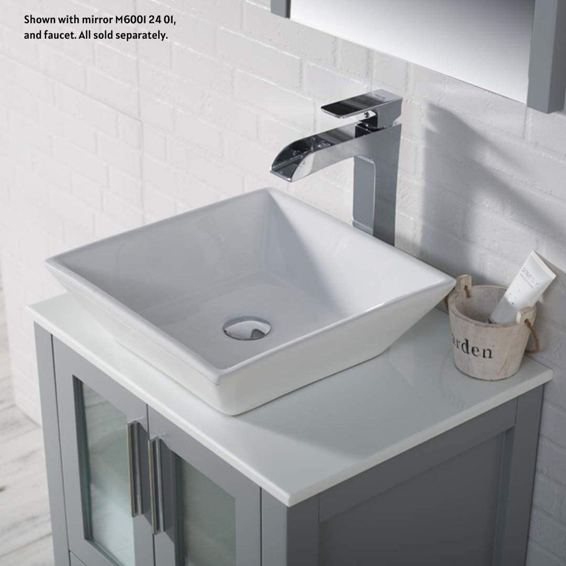 Blossom Sydney 24" Metal Gray Freestanding Vanity Set With Ceramic Vessel Single Sink