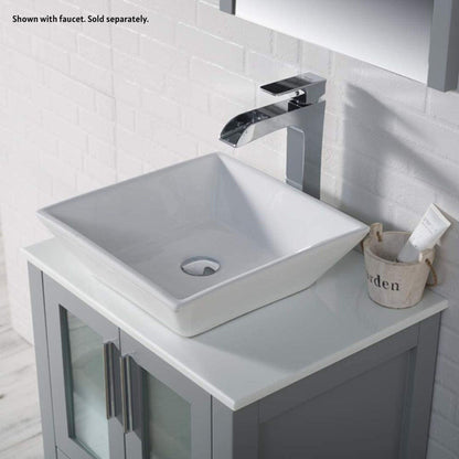 Blossom Sydney 24" Metal Gray Freestanding Vanity Set With Ceramic Vessel Single Sink and Mirror