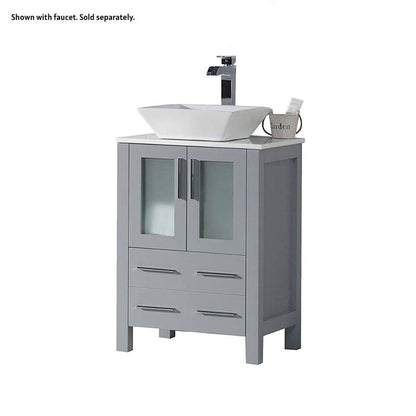 Blossom Sydney 24" Metal Gray Freestanding Vanity Set With Ceramic Vessel Single Sink