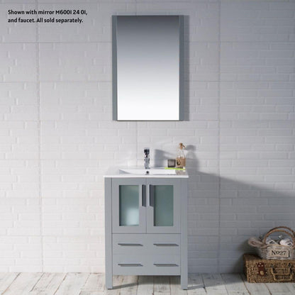 Blossom Sydney 24" Metal Gray Freestanding Vanity Set With Integrated Single Sink Ceramic Top