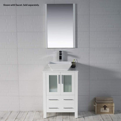 Blossom Sydney 24" White Freestanding Vanity Set With Ceramic Vessel Single Sink and Mirror