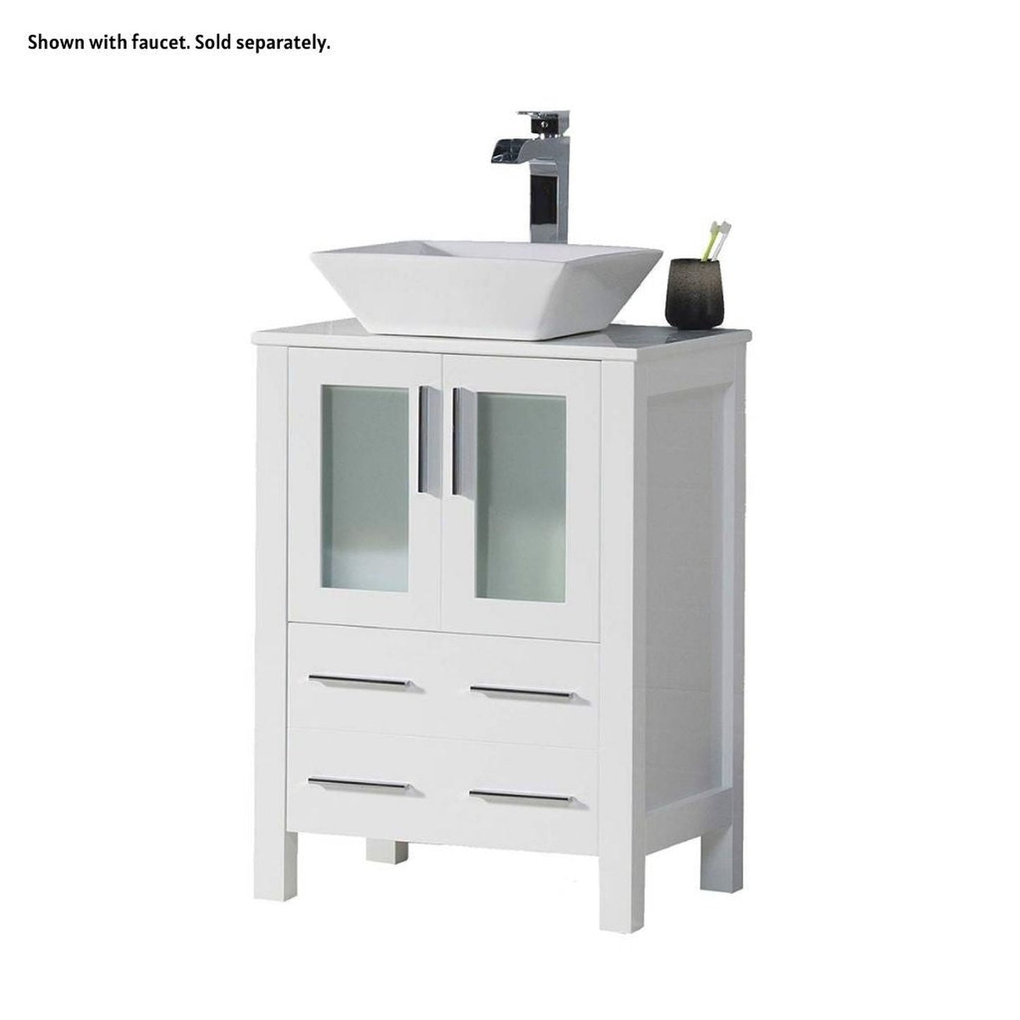 Blossom Sydney 24" White Freestanding Vanity Set With Ceramic Vessel Single Sink