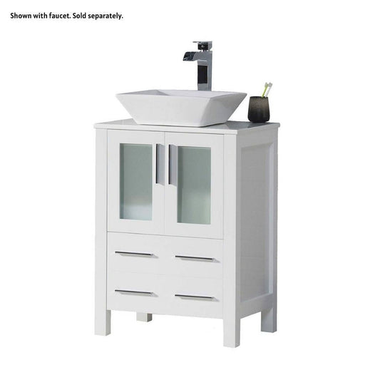 Blossom Sydney 24" White Freestanding Vanity Set With Ceramic Vessel Single Sink