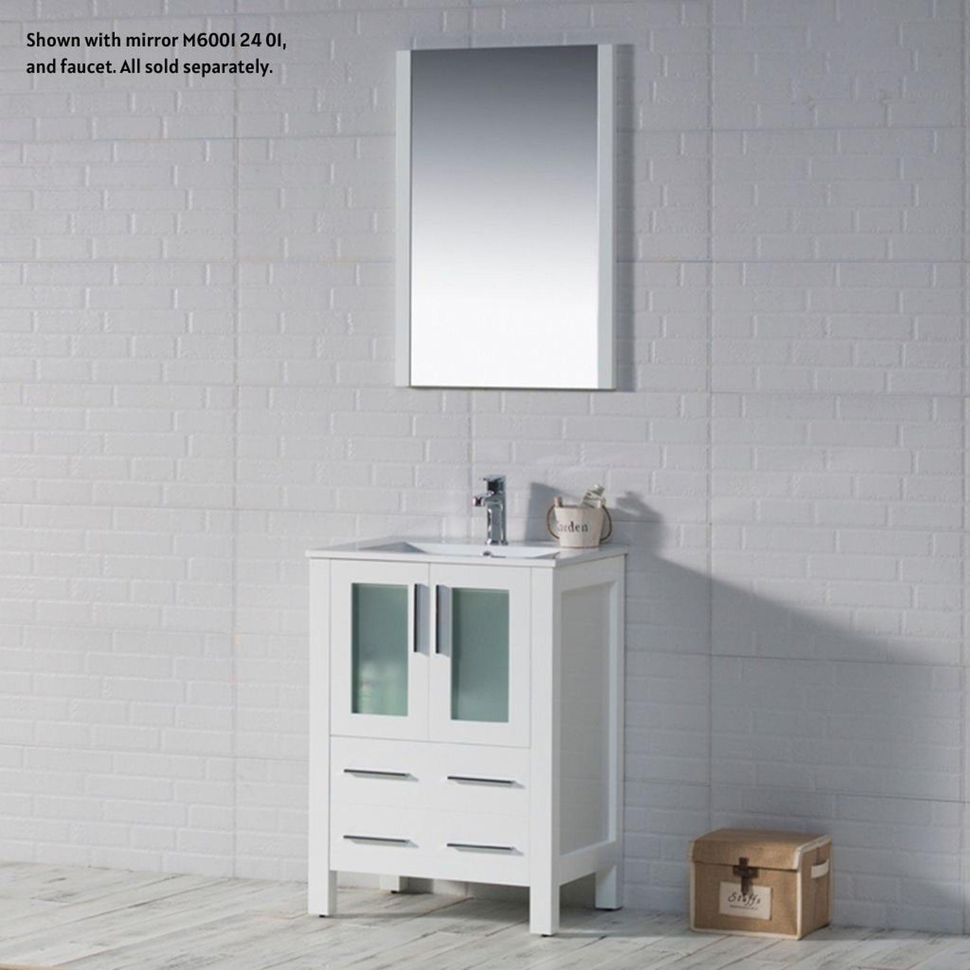 Blossom Sydney 24" White Freestanding Vanity Set With Integrated Single Sink Ceramic Top