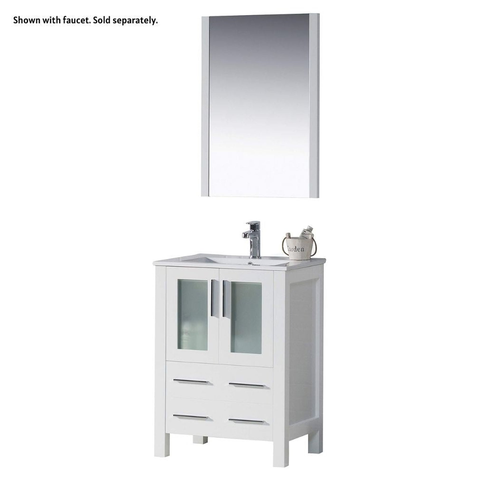 Blossom Sydney 24" White Freestanding Vanity Set With Integrated Single Sink Ceramic Top and Mirror