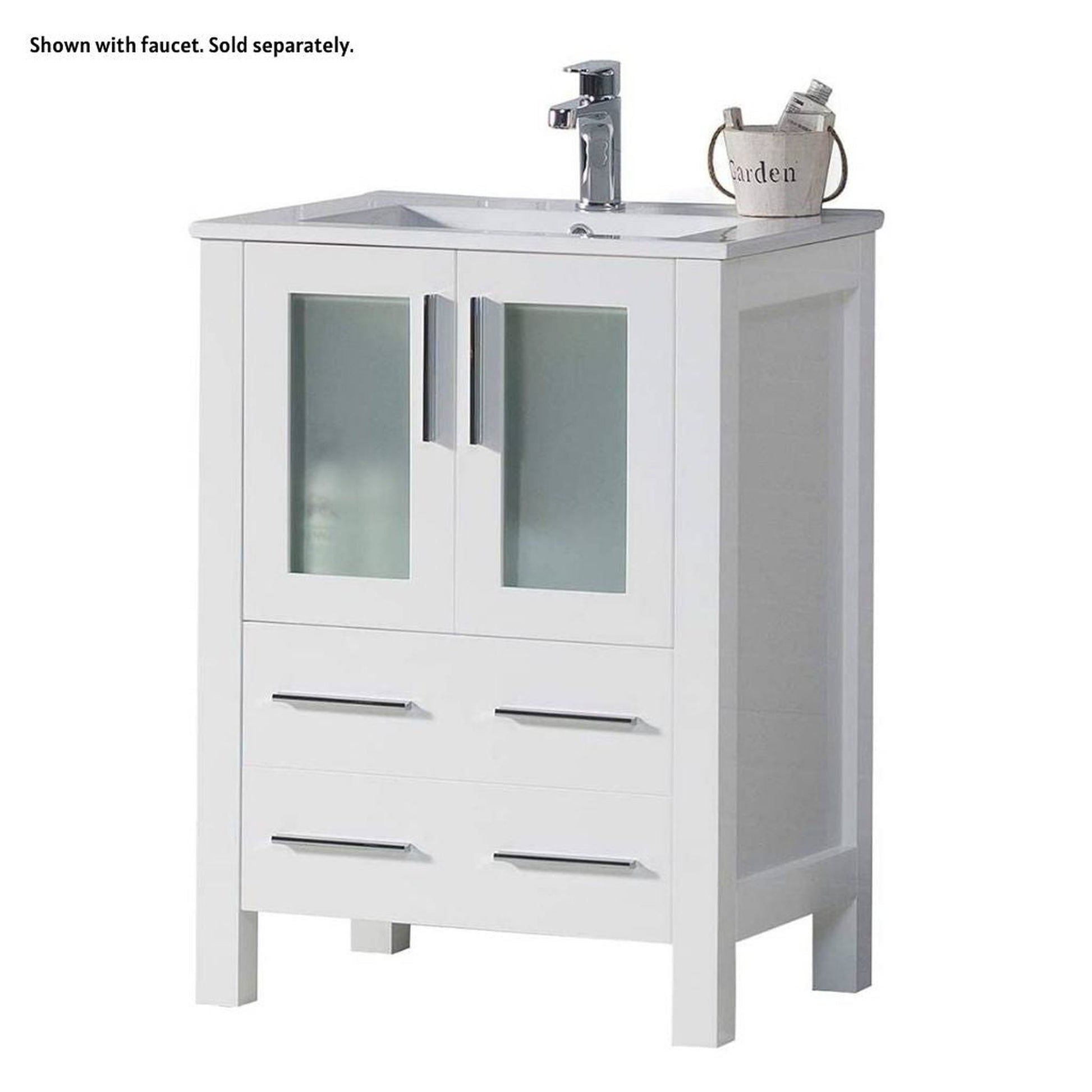 Blossom Sydney 24" White Freestanding Vanity Set With Integrated Single Sink Ceramic Top