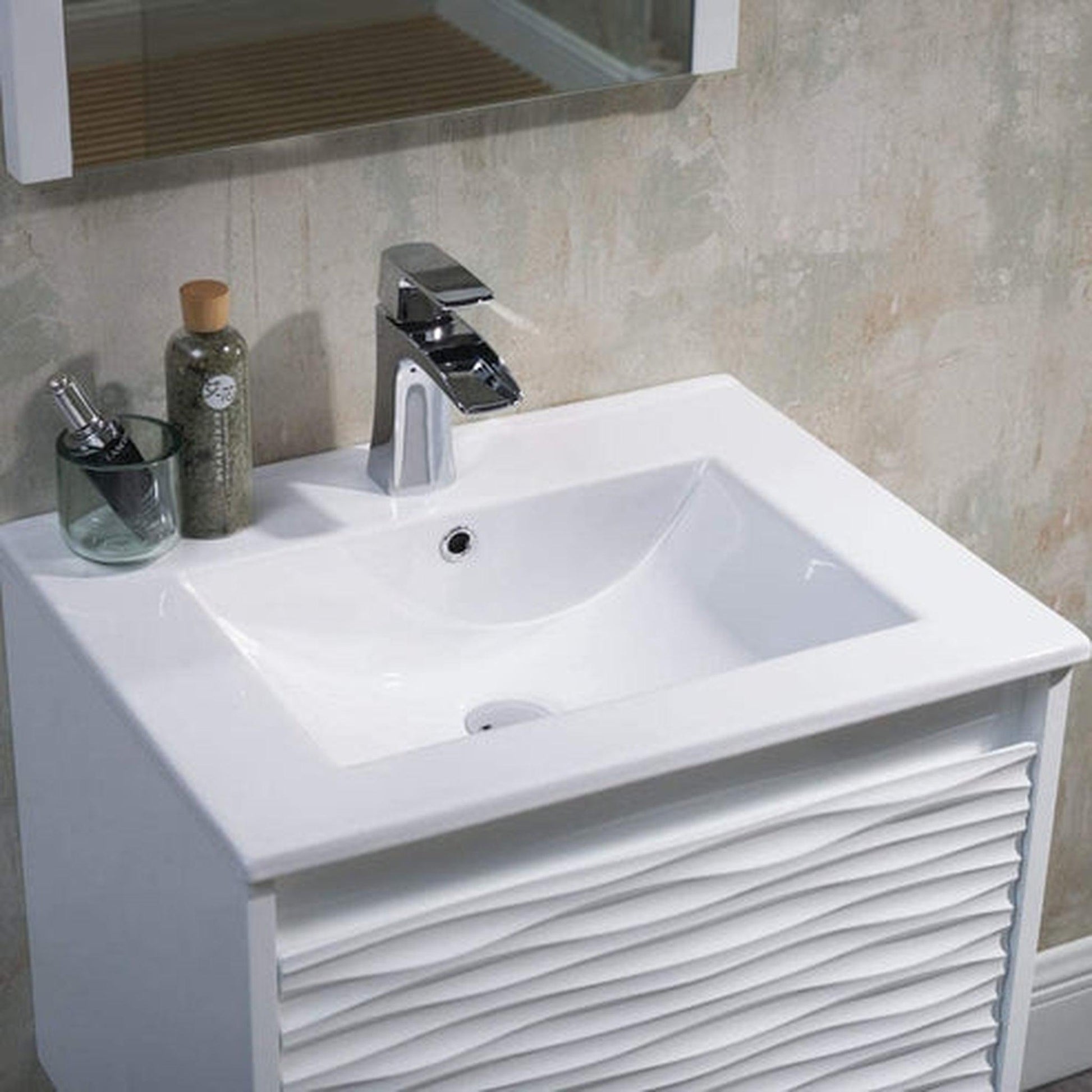 Blossom Sydney 24" x 18" White Rectangular Ceramic Vanity Top With Integrated Single Sink And Overflow