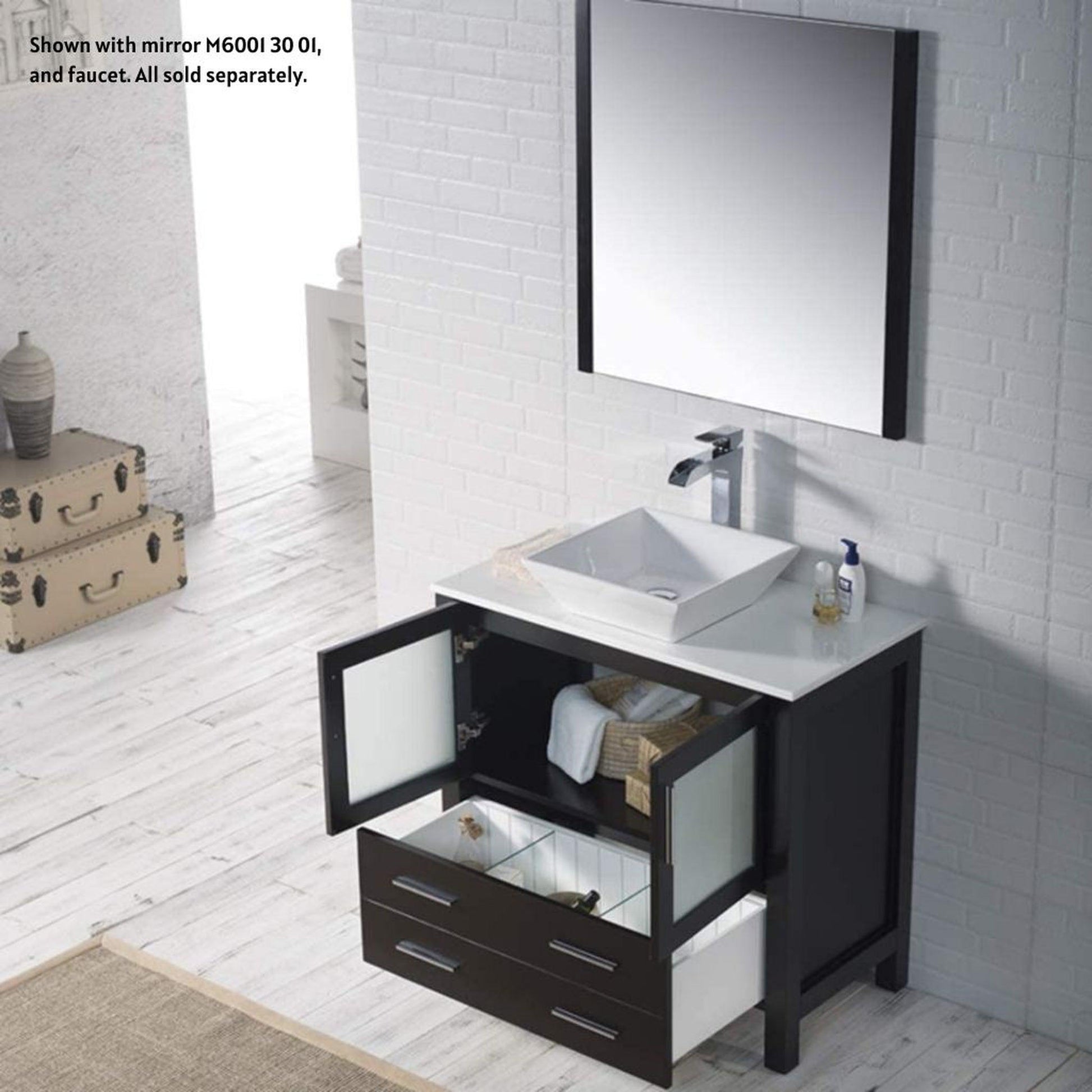 Blossom Sydney 30" Espresso Freestanding Vanity Set With Ceramic Vessel Single Sink