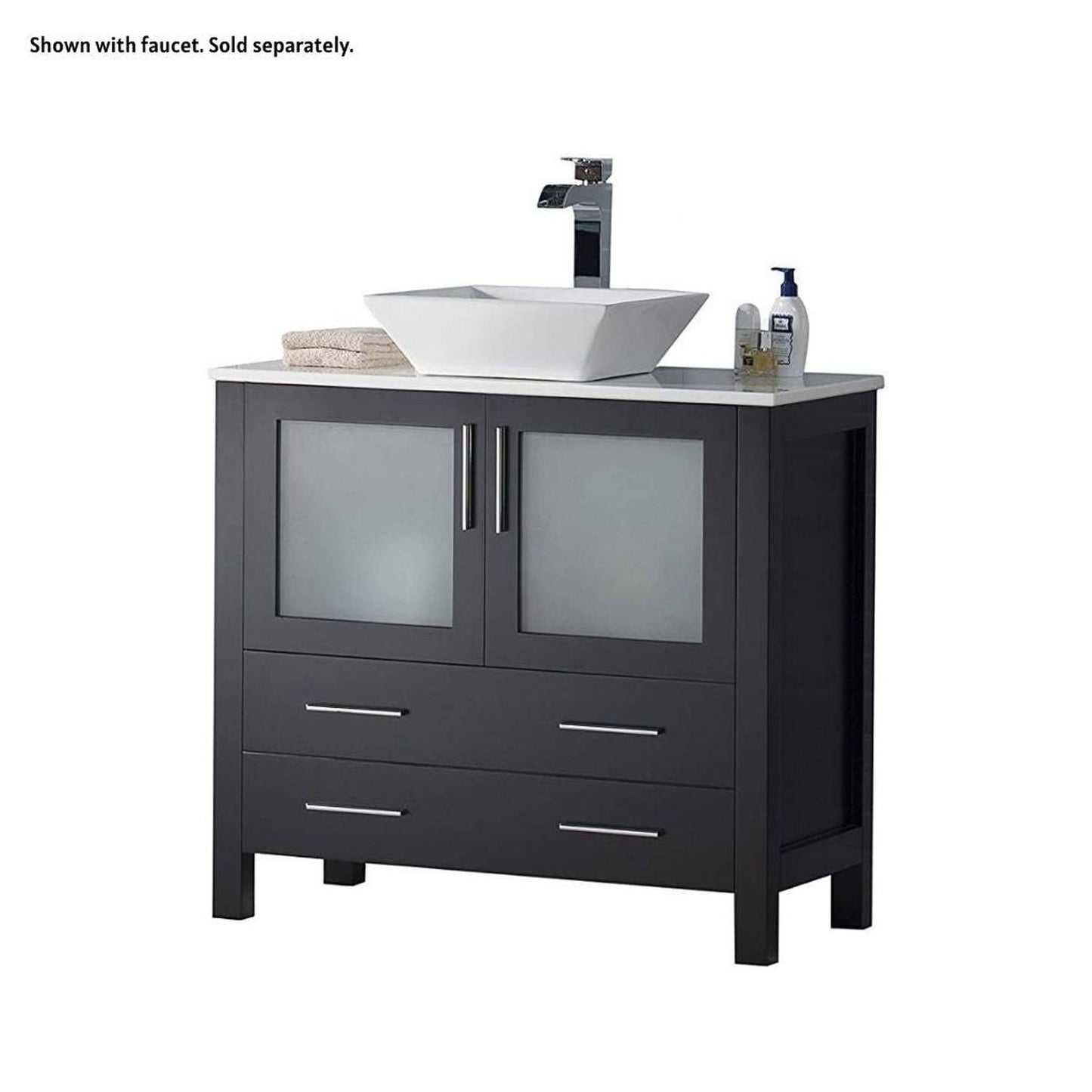 Blossom Sydney 30" Espresso Freestanding Vanity Set With Ceramic Vessel Single Sink