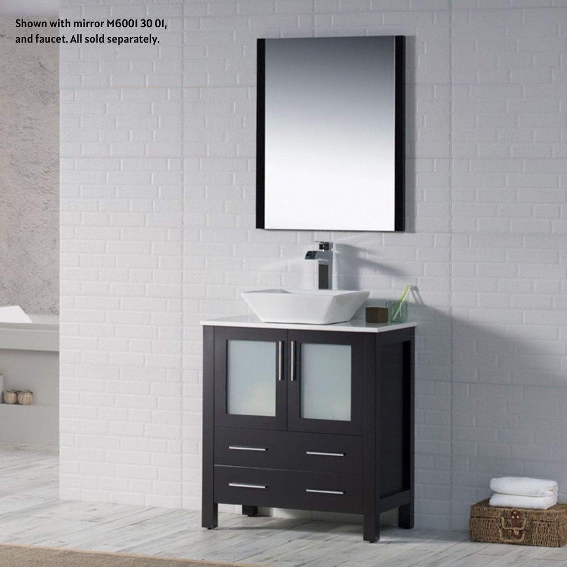 Blossom Sydney 30" Espresso Freestanding Vanity Set With Integrated Single Sink Ceramic Top