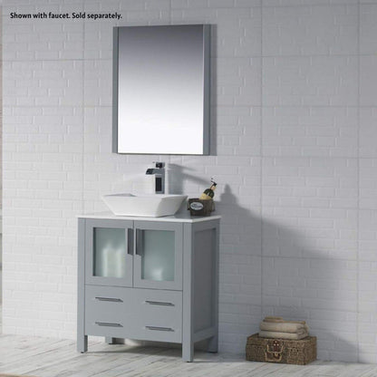 Blossom Sydney 30" Metal Gray Freestanding Vanity Set With Ceramic Vessel Single Sink and Mirror