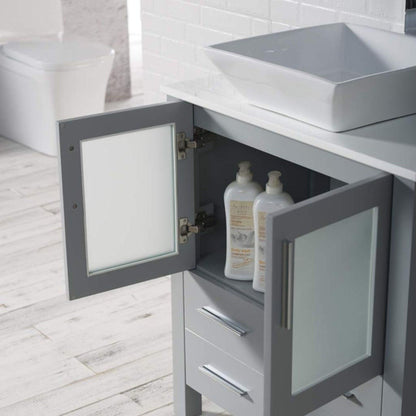 Blossom Sydney 30" Metal Gray Freestanding Vanity Set With Ceramic Vessel Single Sink and Mirror