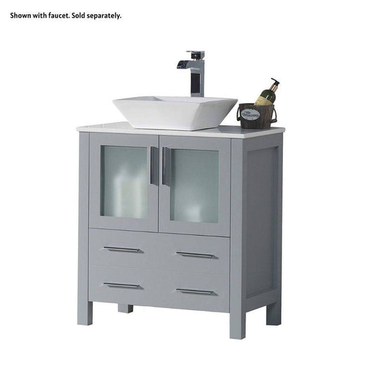 Blossom Sydney 30" Metal Gray Freestanding Vanity Set With Ceramic Vessel Single Sink