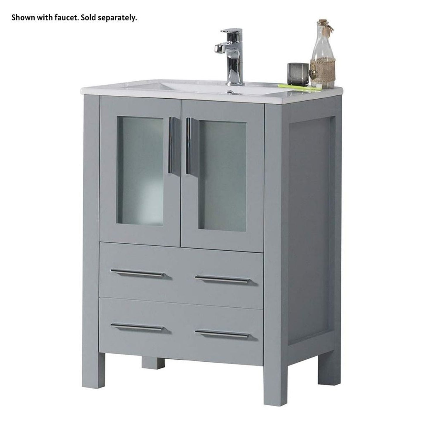 Blossom Sydney 30" Metal Gray Freestanding Vanity Set With Integrated Single Sink Ceramic Top