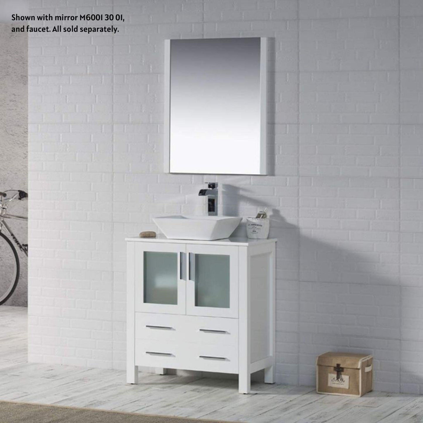 Blossom Sydney 30" White Freestanding Vanity Set With Ceramic Vessel Single Sink