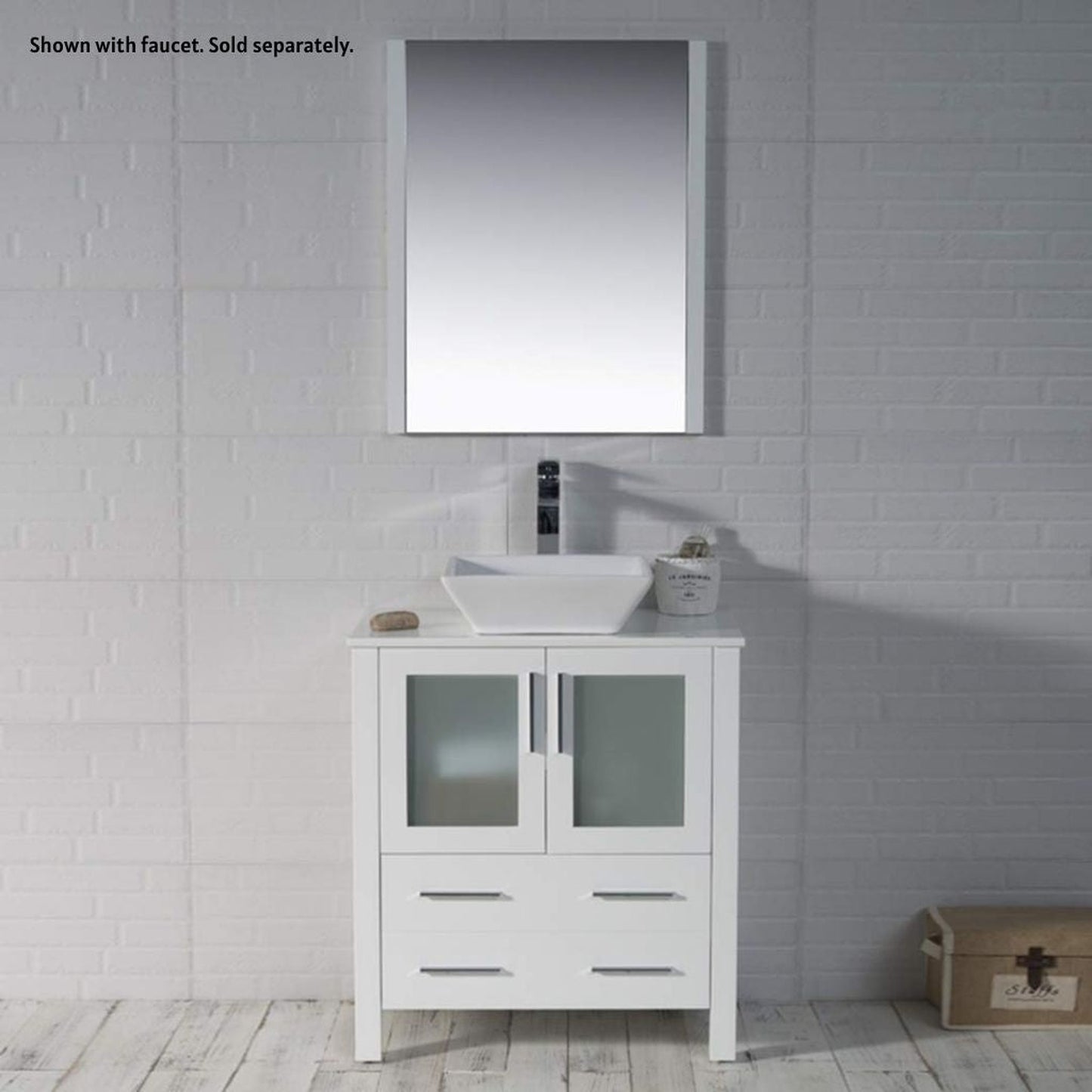 Blossom Sydney 30" White Freestanding Vanity Set With Ceramic Vessel Single Sink and Mirror