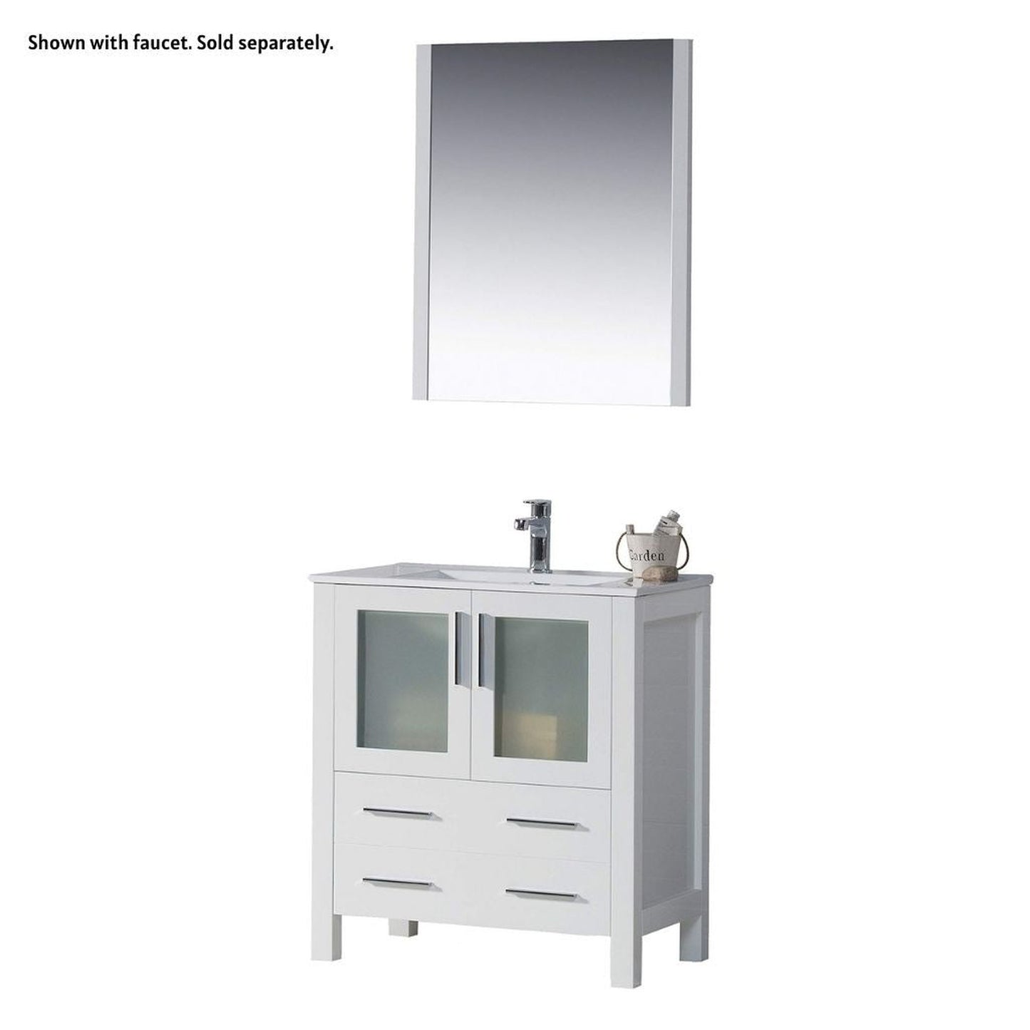 Blossom Sydney 30" White Freestanding Vanity Set With Integrated Single Sink Ceramic Top and Mirror