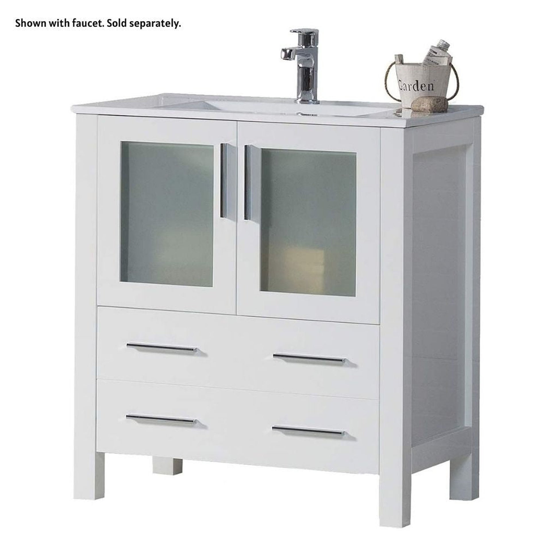Blossom Sydney 30" White Freestanding Vanity Set With Integrated Single Sink Ceramic Top