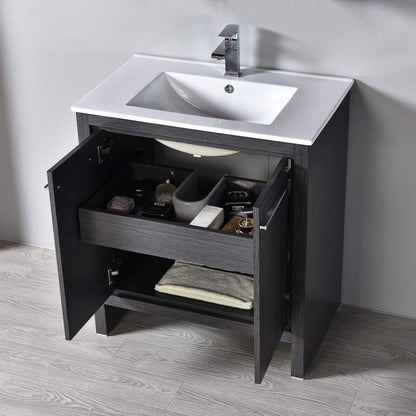 Blossom Sydney 30" x 18" White Rectangular Ceramic Vanity Top With Integrated Single Sink and Overflow