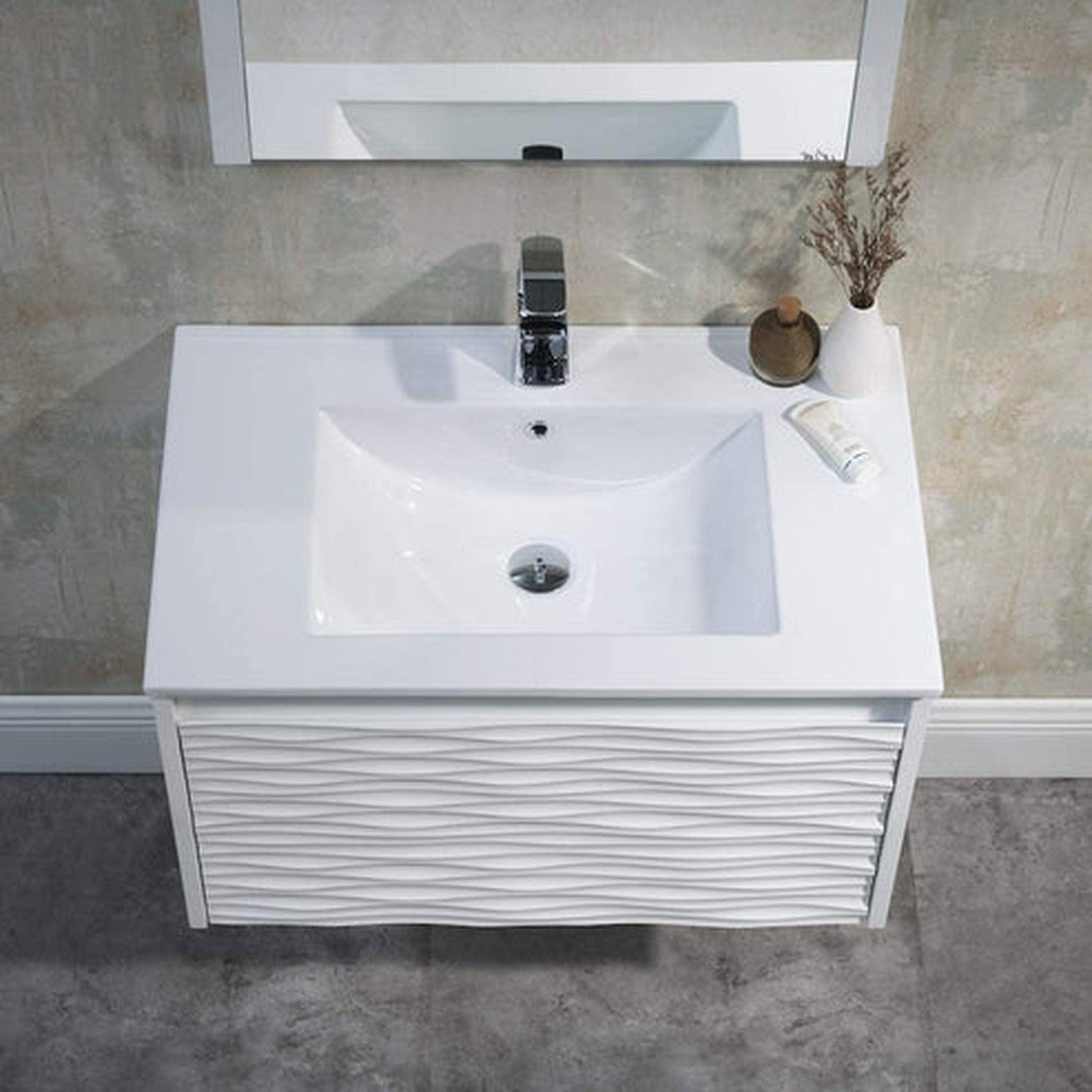 Blossom Sydney 30" x 18" White Rectangular Ceramic Vanity Top With Integrated Single Sink and Overflow