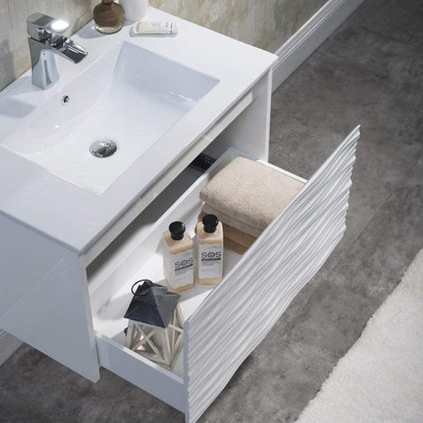 Blossom Sydney 30" x 18" White Rectangular Ceramic Vanity Top With Integrated Single Sink and Overflow