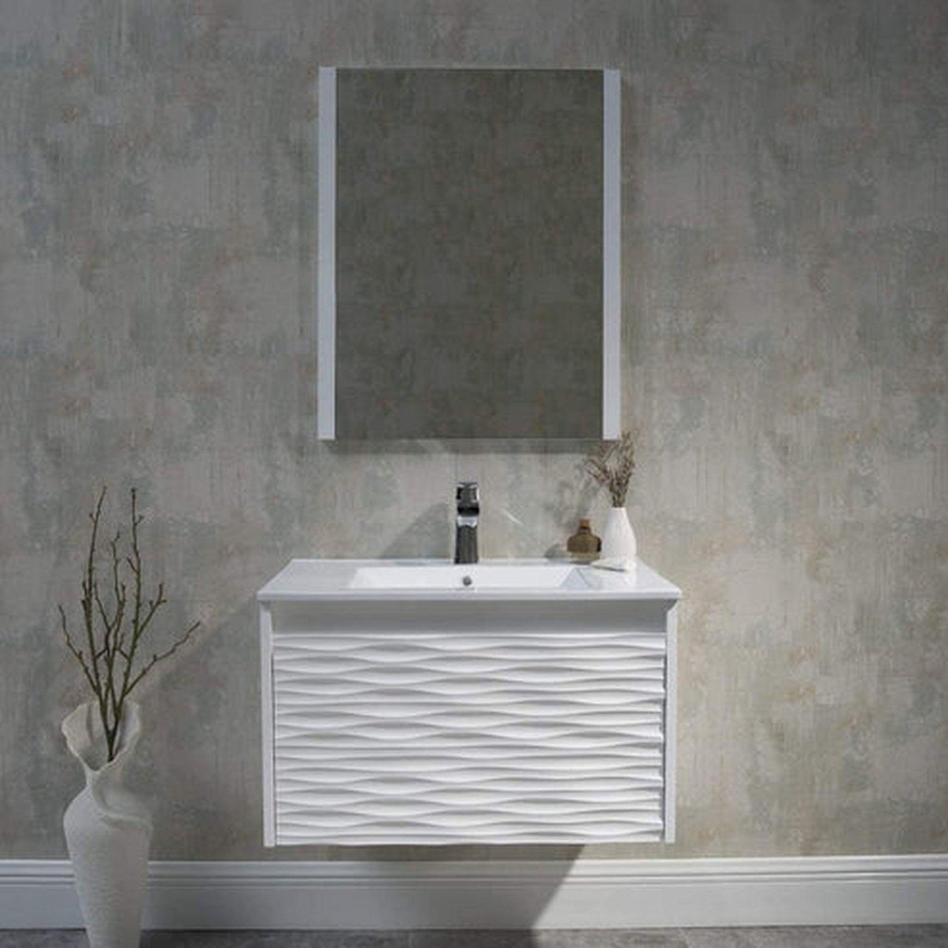 Blossom Sydney 30" x 18" White Rectangular Ceramic Vanity Top With Integrated Single Sink and Overflow