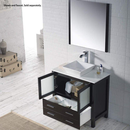 Blossom Sydney 36" Espresso Freestanding Vanity Set With Ceramic Vessel Single Sink and Mirror