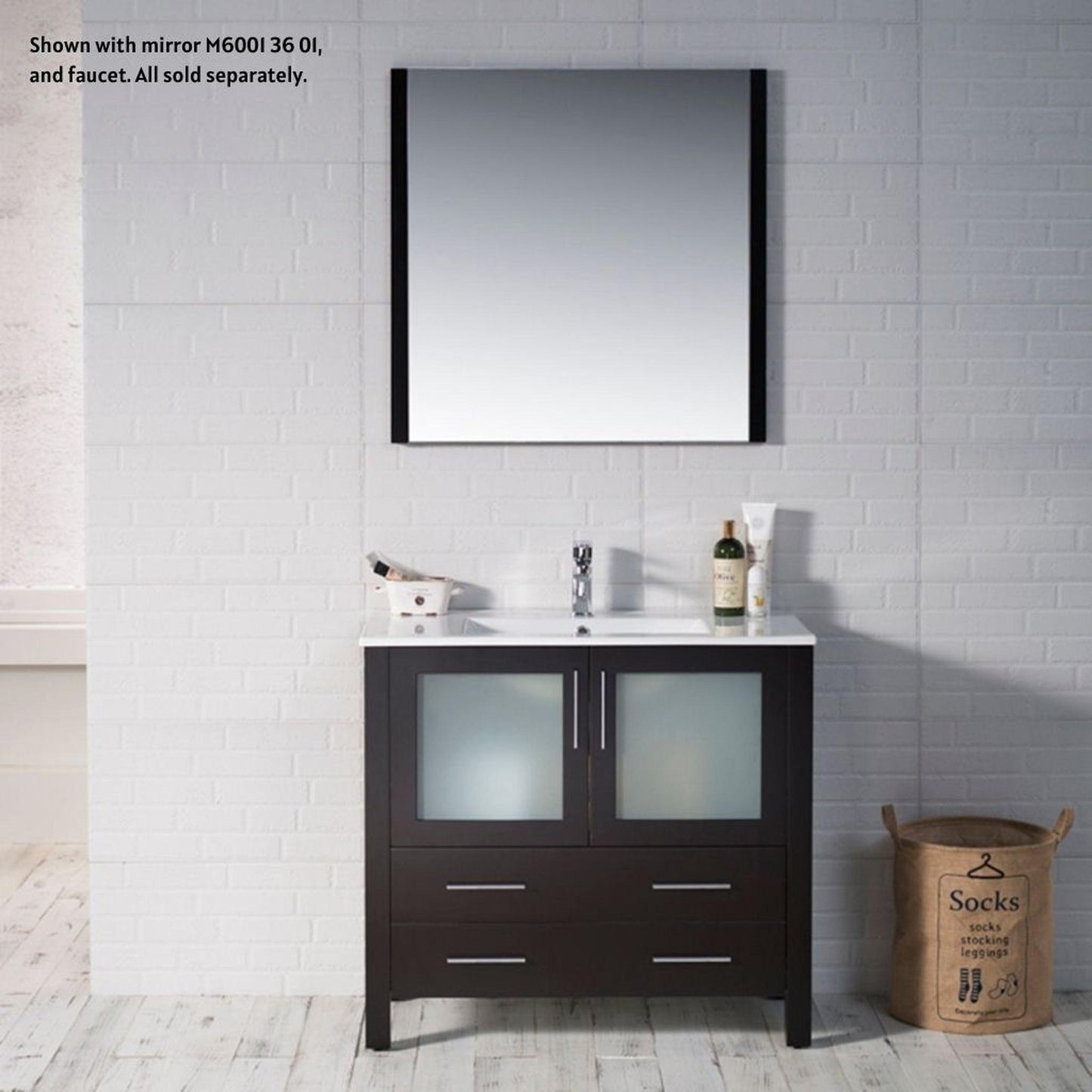 Blossom Sydney 36" Espresso Freestanding Vanity Set With Integrated Single Sink Ceramic Top