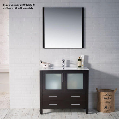 Blossom Sydney 36" Espresso Freestanding Vanity Set With Integrated Single Sink Ceramic Top