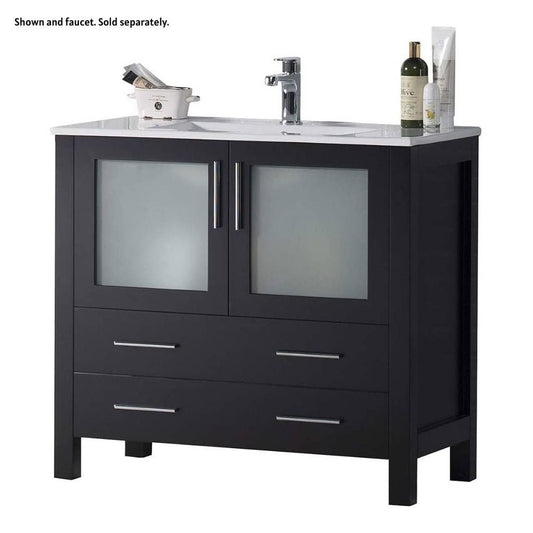 Blossom Sydney 36" Espresso Freestanding Vanity Set With Integrated Single Sink Ceramic Top