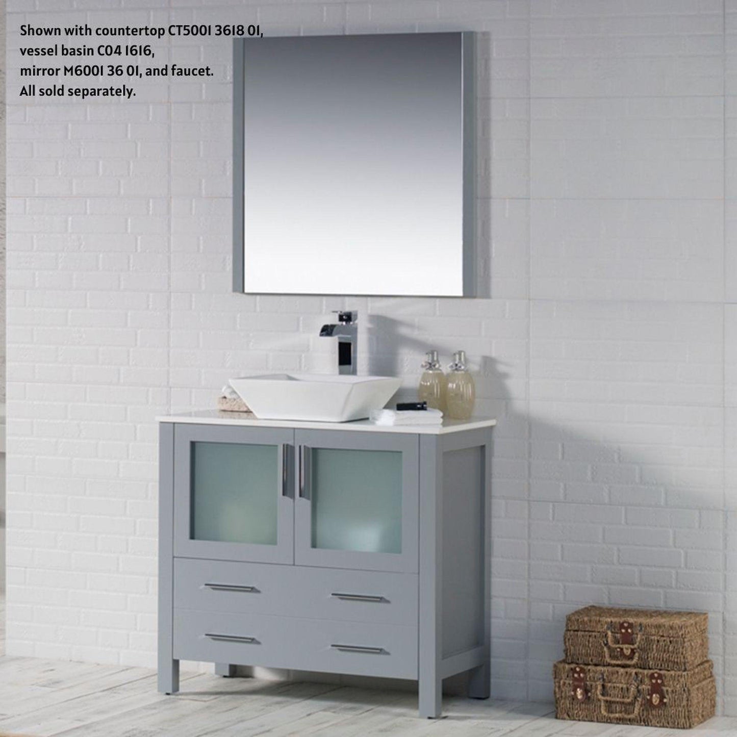 Blossom Sydney 36" Metal Gray Freestanding Vanity Base