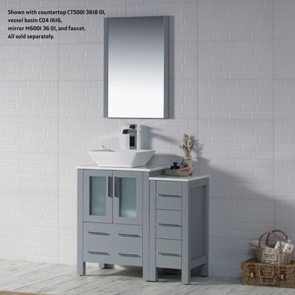 Blossom Sydney 36" Metal Gray Freestanding Vanity Base With Side Cabinet