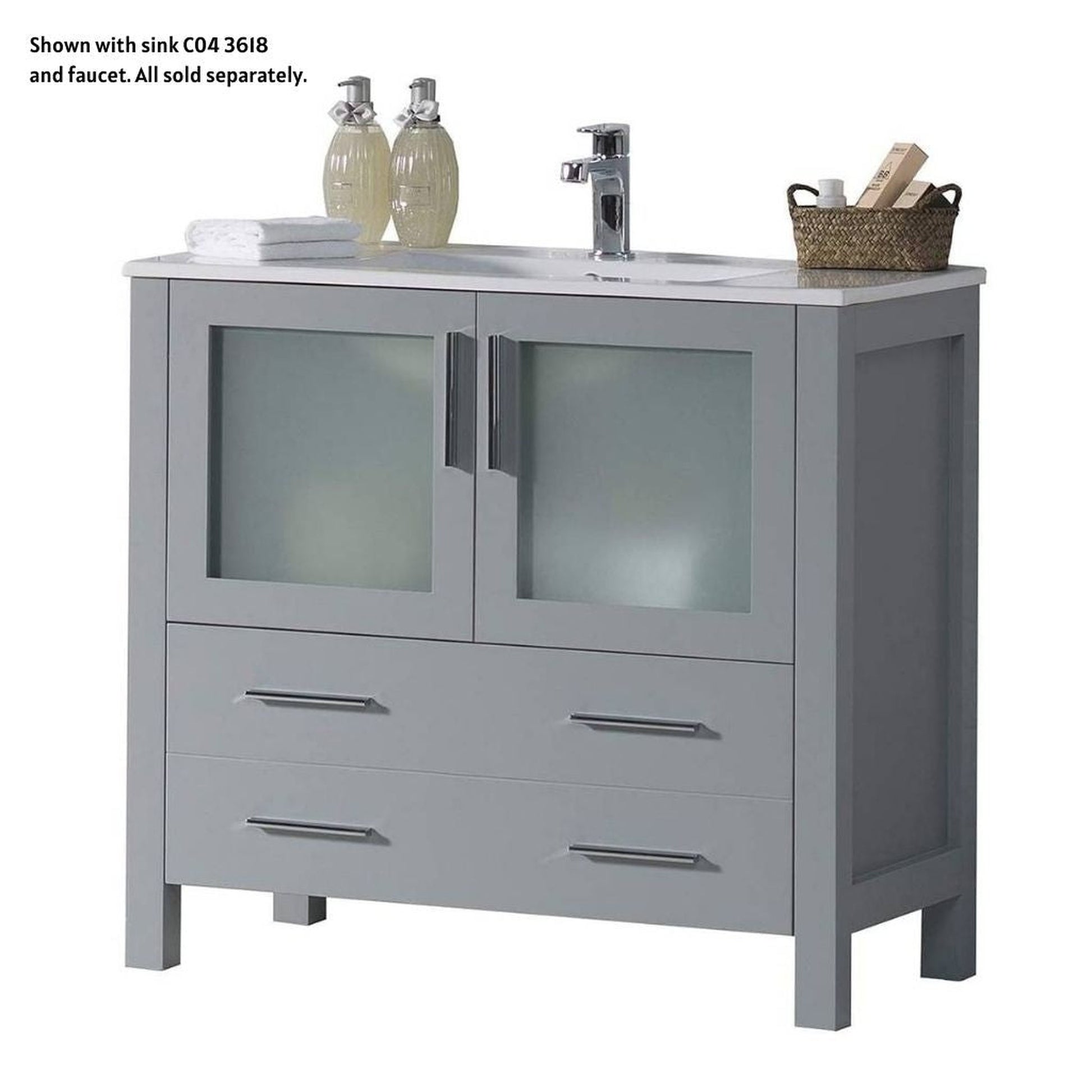 Blossom Sydney 36" Metal Gray Freestanding Vanity Base