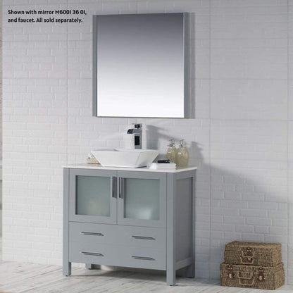 Blossom Sydney 36" Metal Gray Freestanding Vanity Set With Ceramic Vessel Single Sink