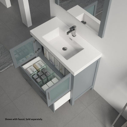 Blossom Sydney 36" Metal Gray Freestanding Vanity Set With Integrated Single Sink Ceramic Top