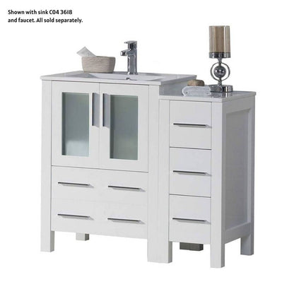 Blossom Sydney 36" White Freestanding Vanity Base With Side Cabinet