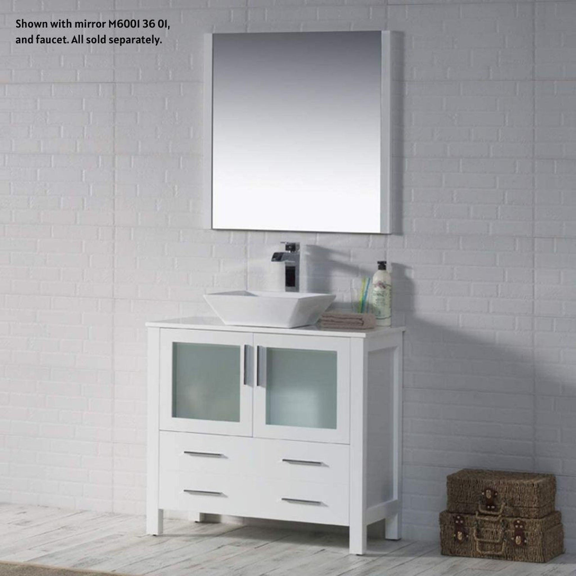 Blossom Sydney 36" White Freestanding Vanity Set With Ceramic Vessel Single Sink