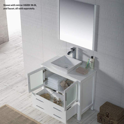 Blossom Sydney 36" White Freestanding Vanity Set With Ceramic Vessel Single Sink