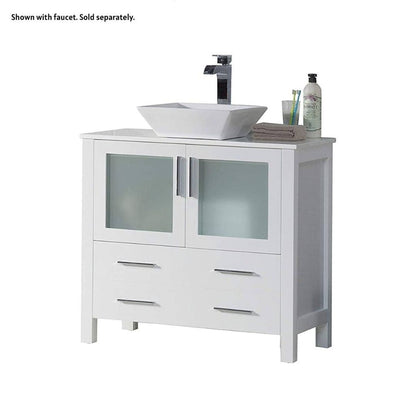 Blossom Sydney 36" White Freestanding Vanity Set With Ceramic Vessel Single Sink