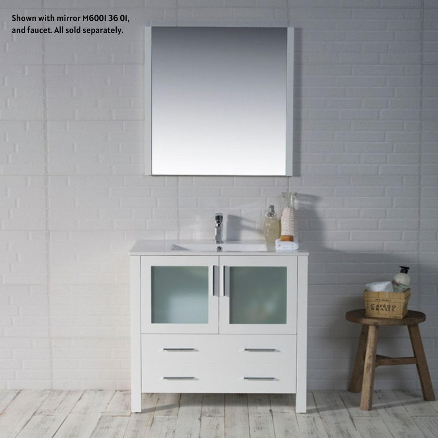 Blossom Sydney 36" White Freestanding Vanity Set With Integrated Single Sink Ceramic Top