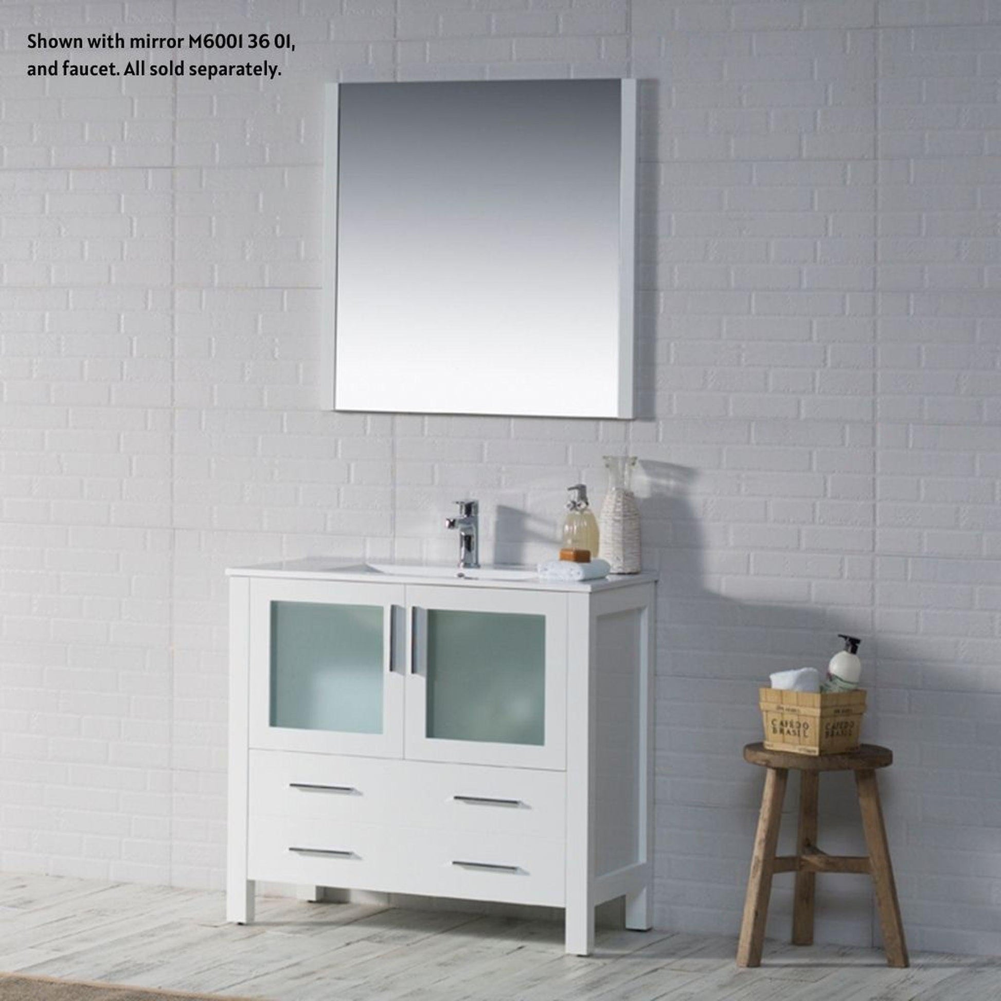 Blossom Sydney 36" White Freestanding Vanity Set With Integrated Single Sink Ceramic Top