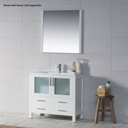 Blossom Sydney 36" White Freestanding Vanity Set With Integrated Single Sink Ceramic Top and Mirror