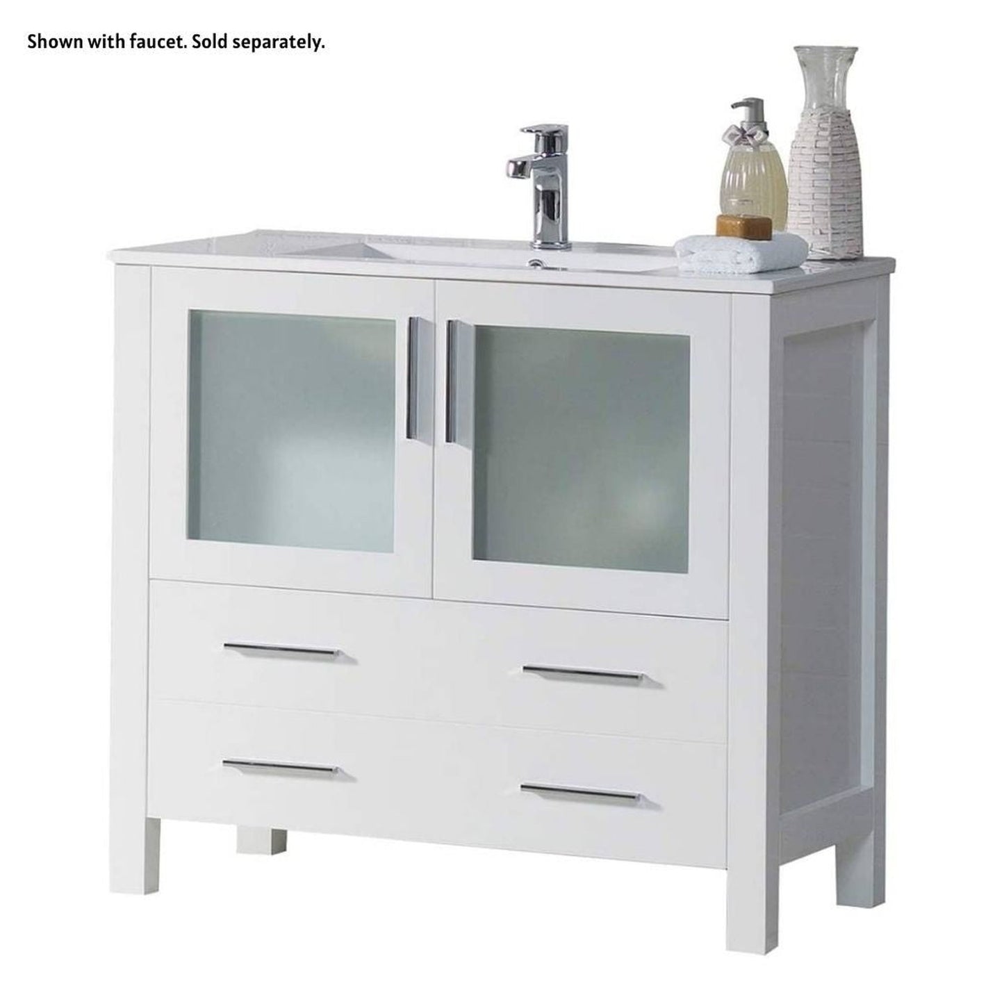 Blossom Sydney 36" White Freestanding Vanity Set With Integrated Single Sink Ceramic Top