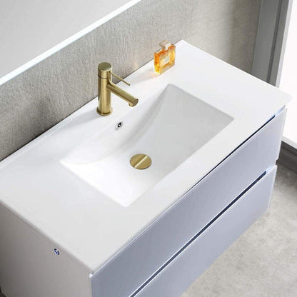 Blossom Sydney 36" x 18" White Rectangular Ceramic Vanity Top With Integrated Single Sink And Overflow