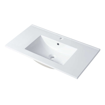Blossom Sydney 36" x 18" White Rectangular Ceramic Vanity Top With Integrated Single Sink And Overflow