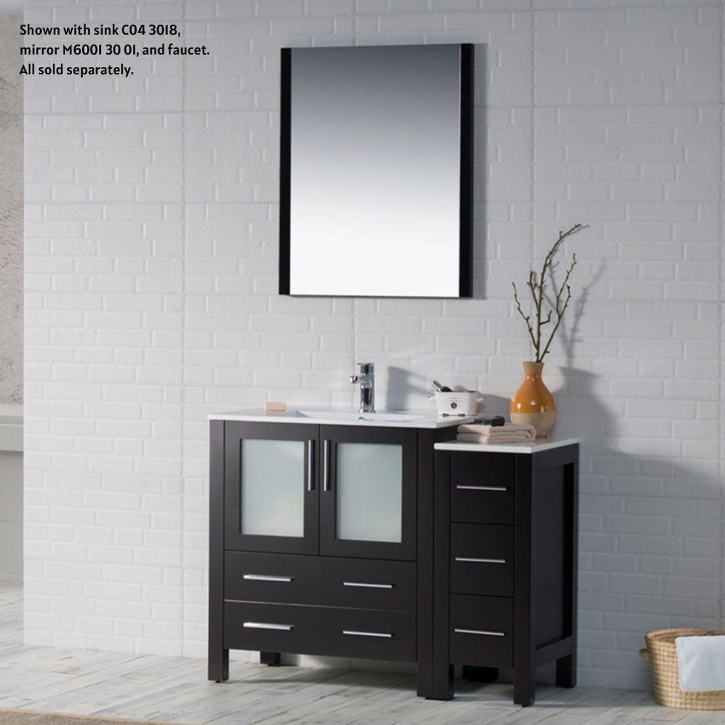 Blossom Sydney 42" Espresso Freestanding Vanity Base With Side Cabinet