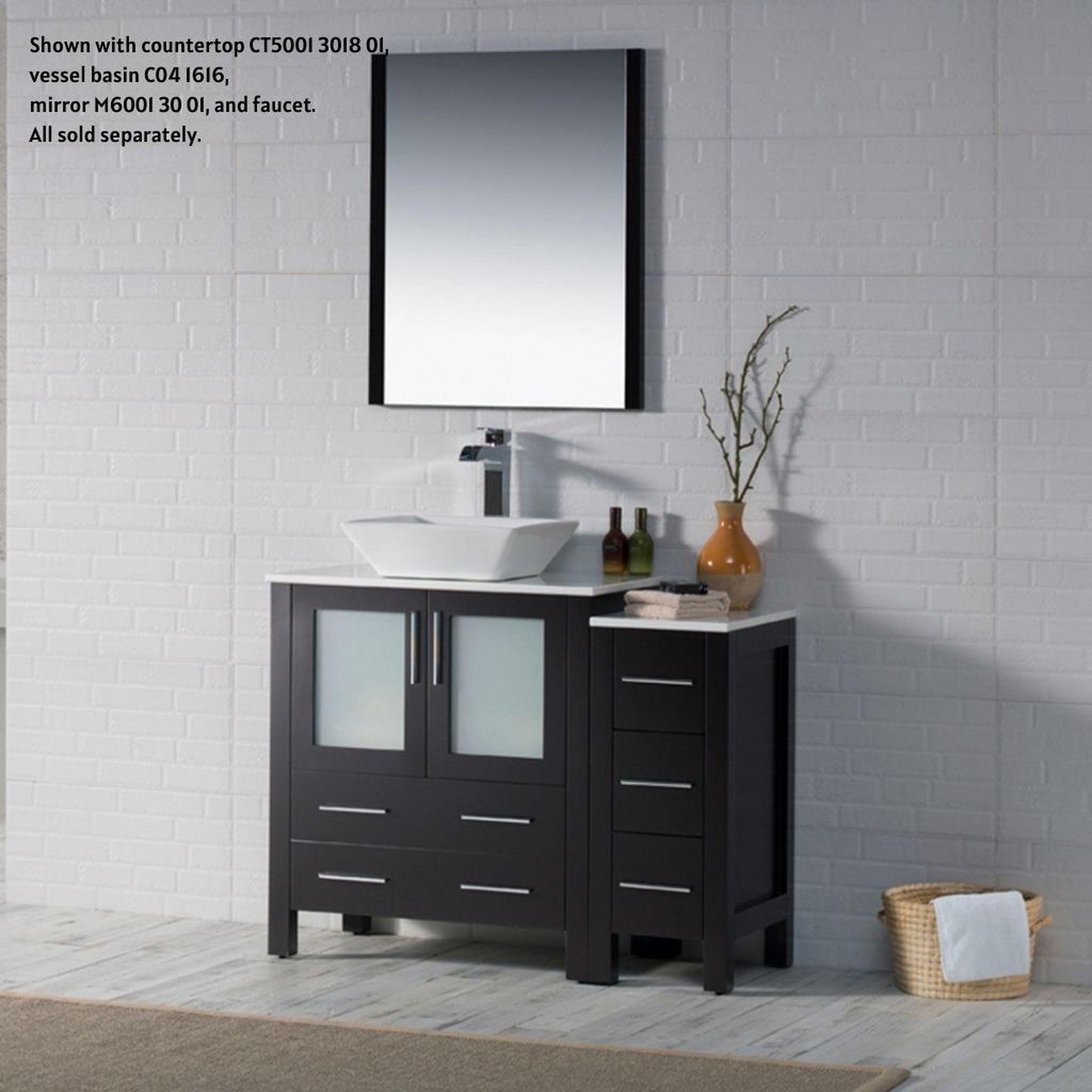 Blossom Sydney 42" Espresso Freestanding Vanity Base With Side Cabinet