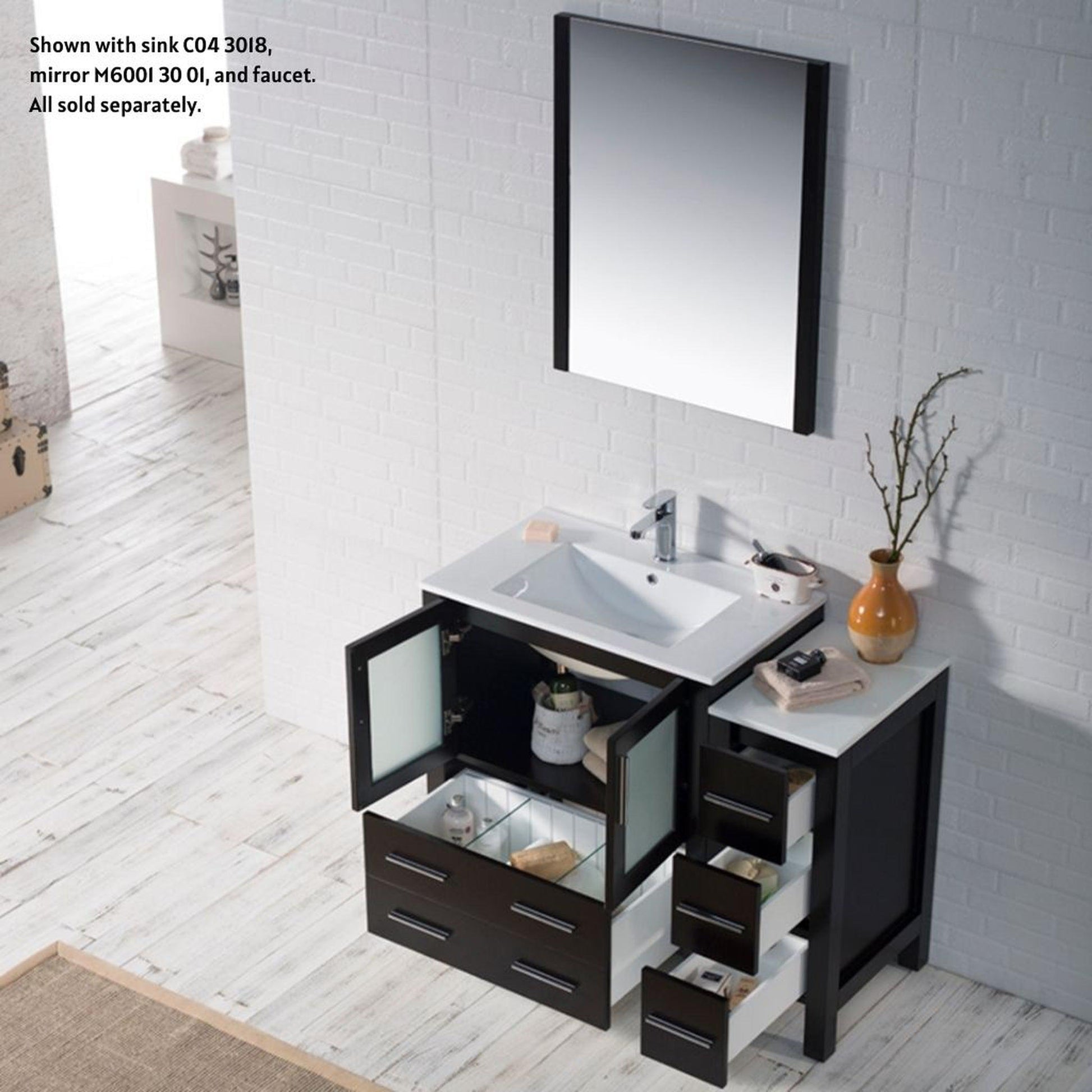 Blossom Sydney 42" Espresso Freestanding Vanity Base With Side Cabinet