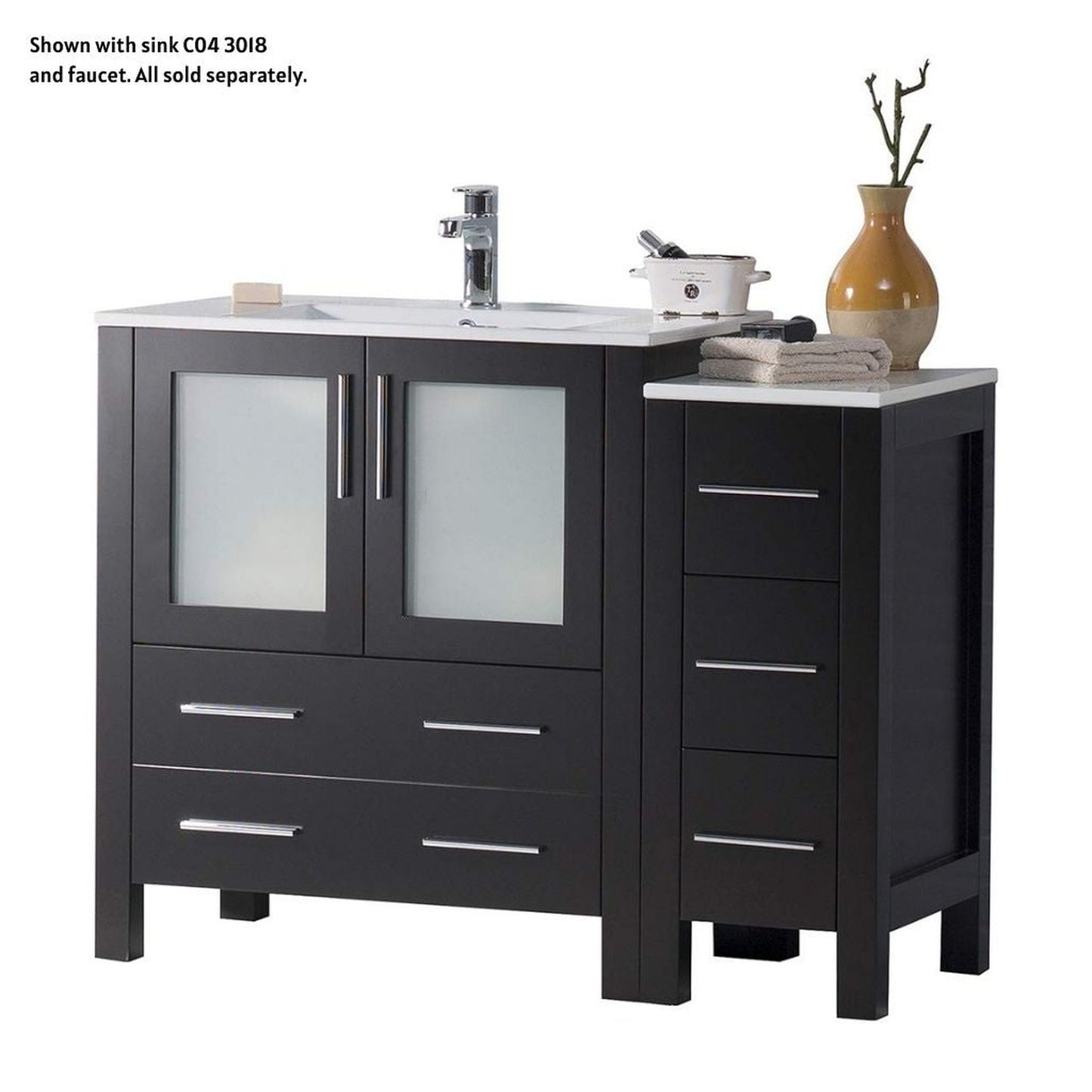 Blossom Sydney 42" Espresso Freestanding Vanity Base With Side Cabinet