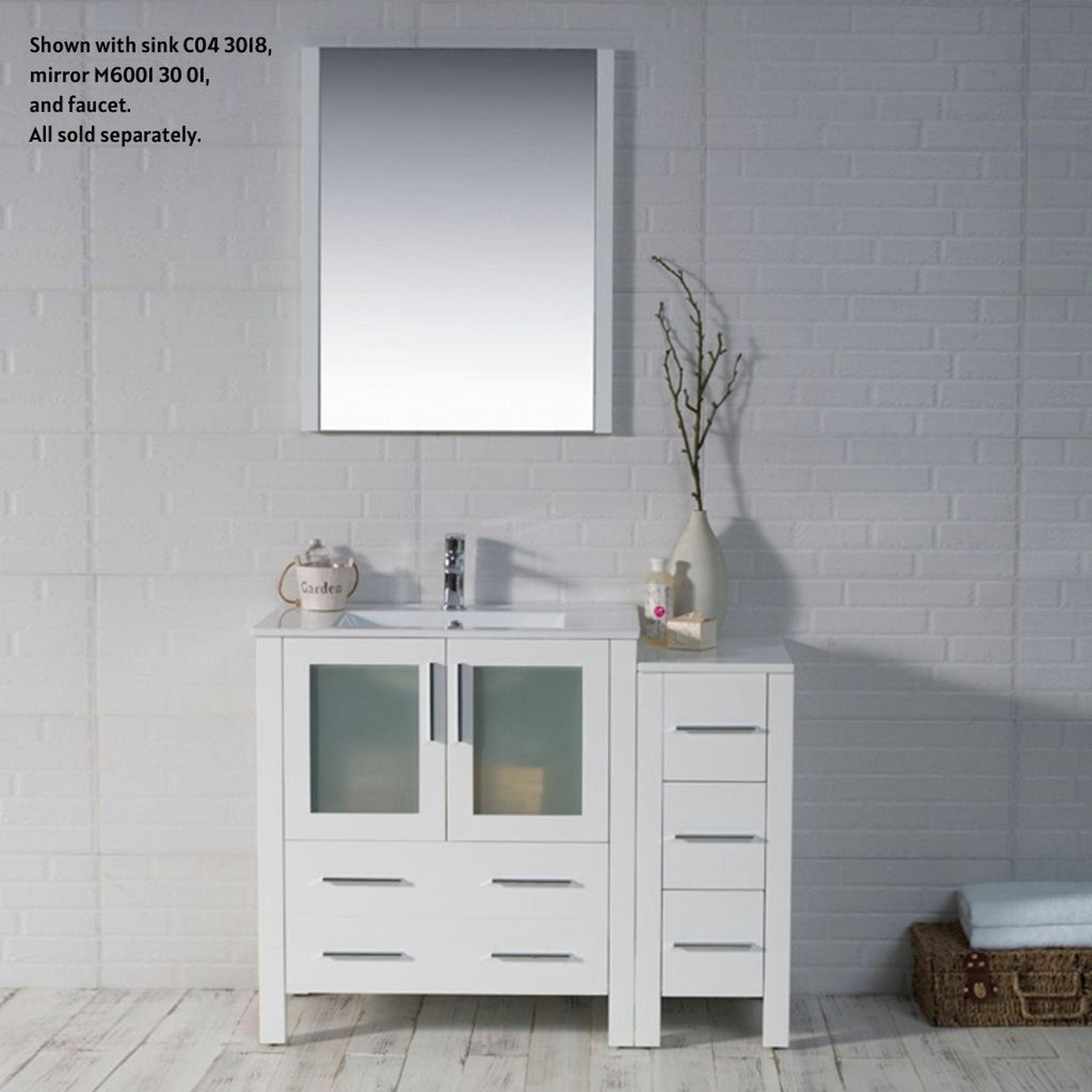 Blossom Sydney 42" White Freestanding Vanity Base With Side Cabinet